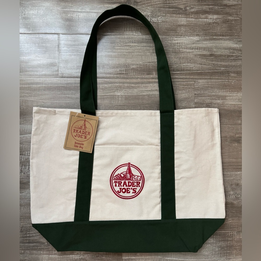 NWT Trader Joe’s Limited Edition Green Canvas Tote Bag